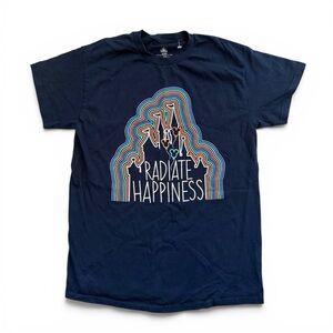 Disney Parks T-Shirt Adult Radiate Happiness Rainbow Castle Navy Blue Sz Medium